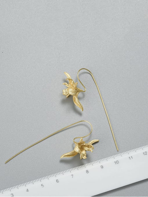 LOLUS 925 Sterling Silver Iris flower handmade creative design Dainty Hook Earring 2