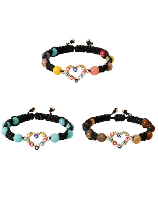 JMI Multi Color Carnelian Stone Enamel Heart Trend Handmade Beaded Bracelet 0