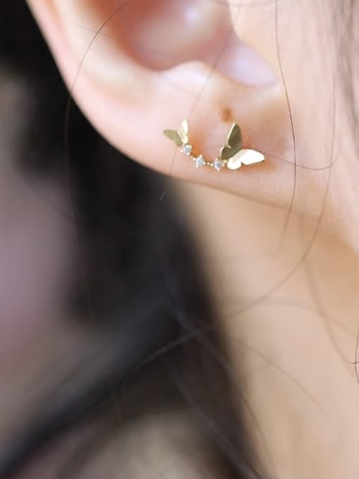 ZEMI 925 Sterling Silver Cubic Zirconia Butterfly Dainty Stud Earring 1
