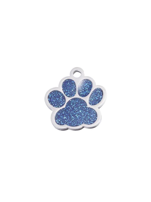MEN PO Stainless Steel Cute Dog Claw Epoxy Flash Blue Pet Jewelry Accessories