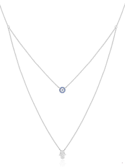 YUANFAN 925 Sterling Silver Heart Minimalist Multi Strand Necklace 3