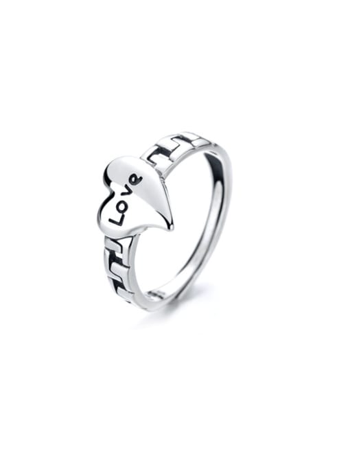 TAIS 925 Sterling Silver Heart Letter Vintage Ring 0