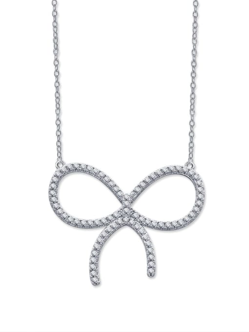 A&T Jewelry 925 Sterling Silver High Carbon Diamond Dainty Necklace 0