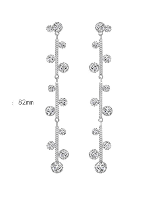 A&T Jewelry 925 Sterling Silver Cubic Zirconia Tassel Dainty Drop Earring 2