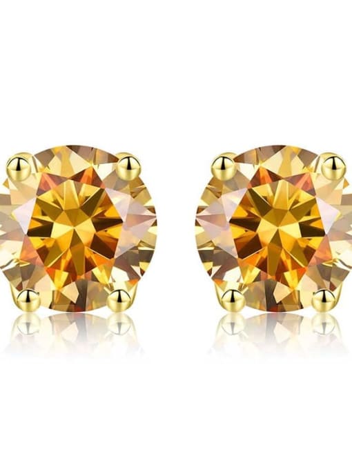 Gold (golden yellow) 925 Sterling Silver Moissanite Geometric Dainty Stud Earring