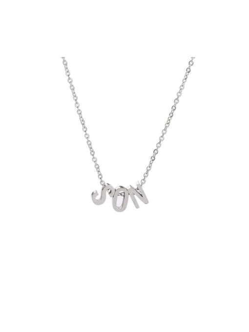 Steel color Stainless steel SON English alphabet Minimalist Necklace