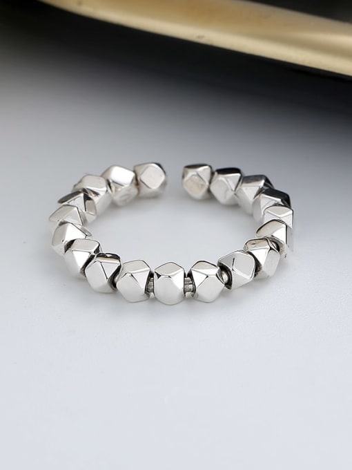 TAIS 925 Sterling Silver Geometric Vintage Bead Ring 2