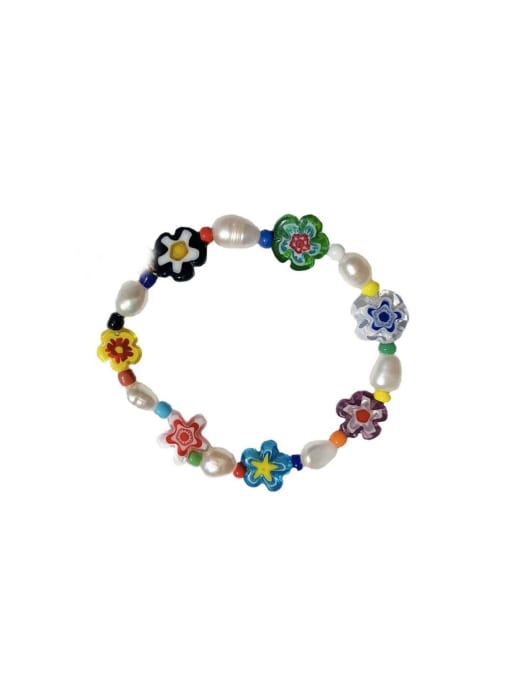 W.BEADS Freshwater Pearl Glass beads Flower Bohemia Handmade Beaded Bracelet 0