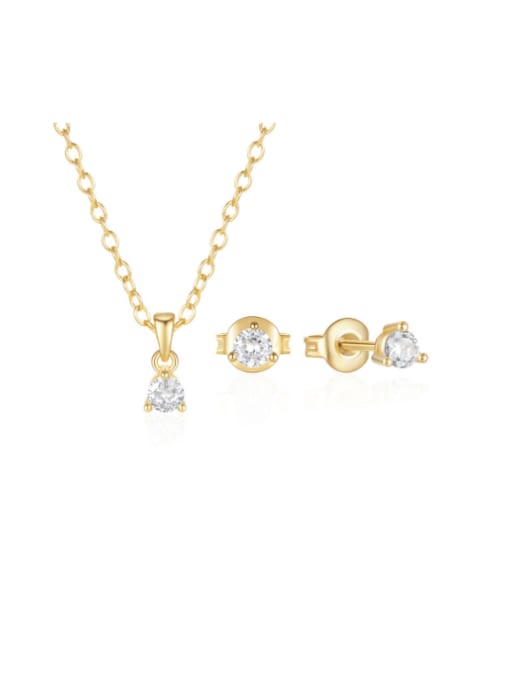 YUANFAN 925 Sterling Silver Cubic Zirconia Minimalist Geometric  Earring and Necklace Set
