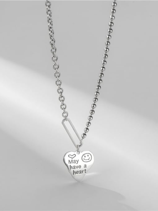 ARTTI 925 Sterling Silver Bead Chain  Vintage Heart  Letter Pendant Necklace 0