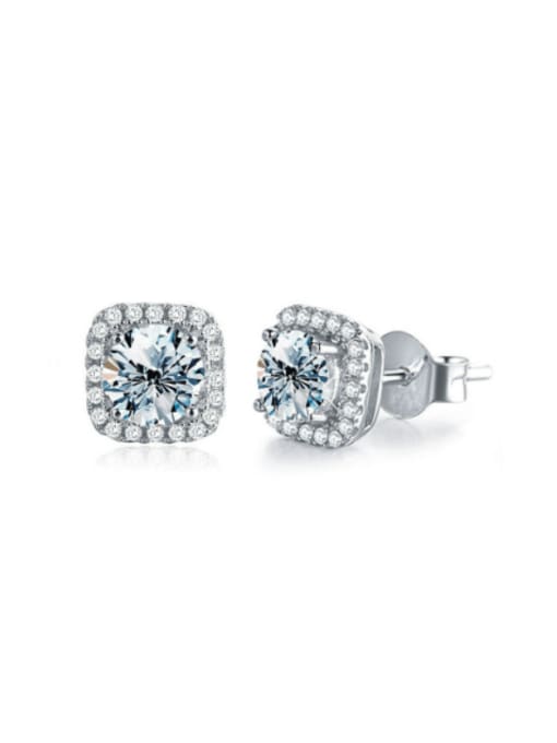 1.0CT (Mosan diamond) 925 Sterling Silver Moissanite Square Dainty Stud Earring