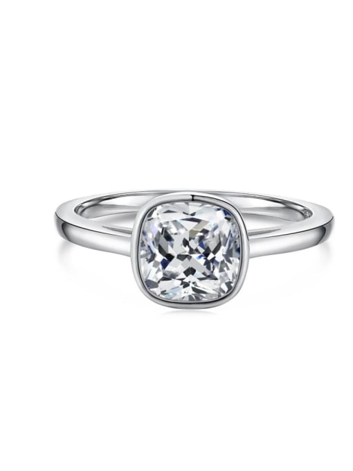 Platinum Color,  DY120762 S W WH 925 Sterling Silver High Carbon Diamond White Solitaire Ring