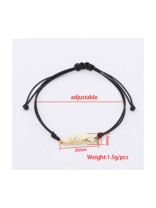 MEN PO Stainless steel Crown Wax rope Minimalist Adjustable Bracelet 1
