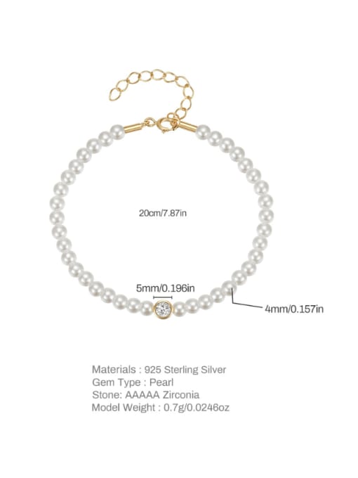 YUANFAN 925 Sterling Silver Imitation Pearl Geometric Minimalist Handmade Beaded Bracelet 3