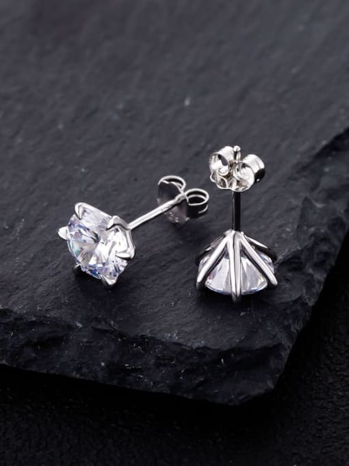 A&T Jewelry 925 Sterling Silver High Carbon Diamond Geometric Dainty Stud Earring 3