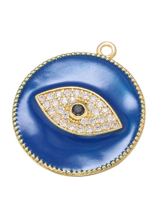 blue Copper Color Drop Oil Zircon Eye Necklace Pendant