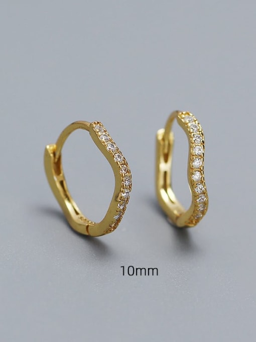 10mm Gold 925 Sterling Silver Cubic Zirconia Geometric Dainty Huggie Earring