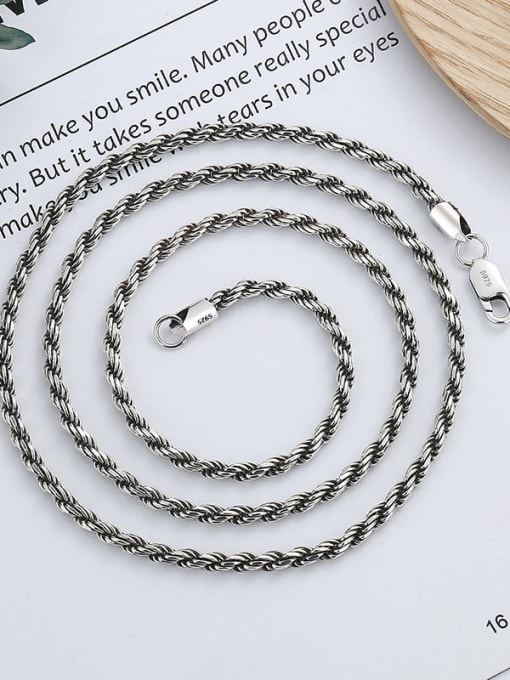 3.5mm 16.9g 925 Sterling Silver Geometric Vintage Necklace