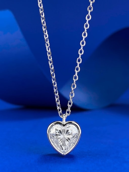 N428 White Diamond 925 Sterling Silver Cubic Zirconia Heart Dainty Necklace