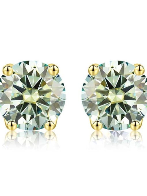 Gold (blue-green Mosan diamond) 925 Sterling Silver Moissanite Geometric Dainty Stud Earring