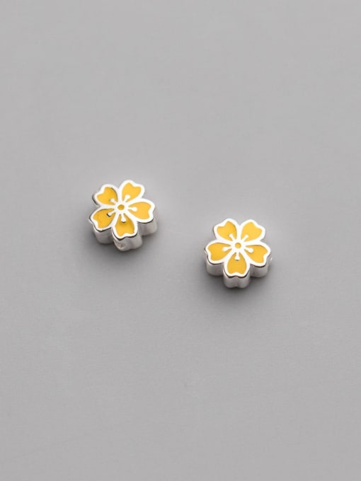 FAN S925 silver electroplating drop glue color five-petal flower 6mm through-hole spacer beads 2