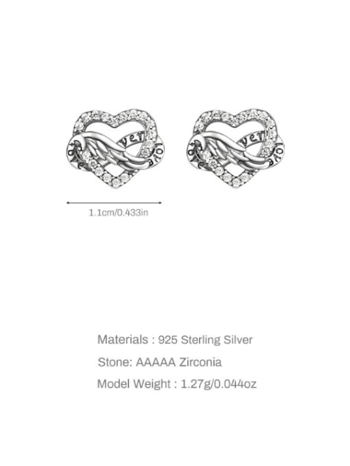 6 925 Sterling Silver Cubic Zirconia Heart Vintage Stud Earring