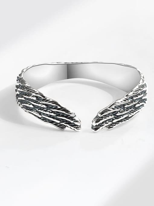 PNJ-Silver 925 Sterling Silver Feather Vintage Band Ring 2