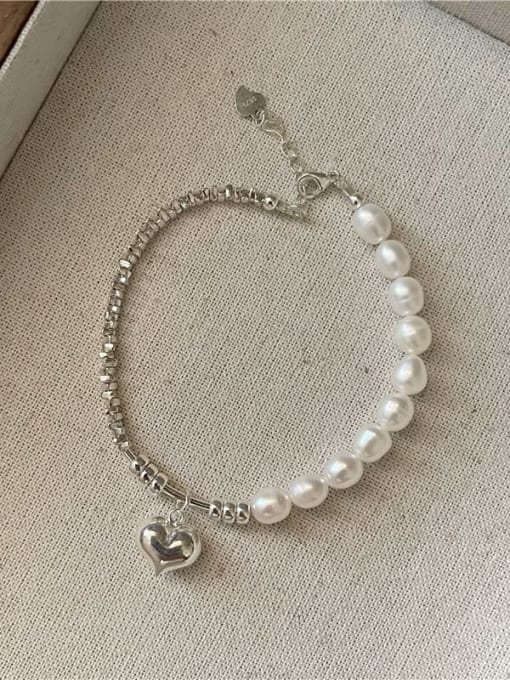 ARTTI Dainty Heart 925 Sterling Silver Freshwater Pearl Bracelet and Necklace Set