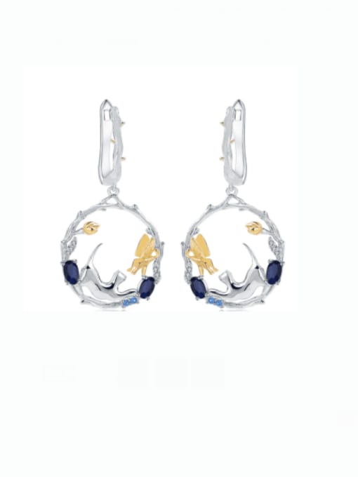 Handle lanbao Earrings 925 Sterling Silver Natural Color Treasure Topaz Crab Luxury Stud Earring