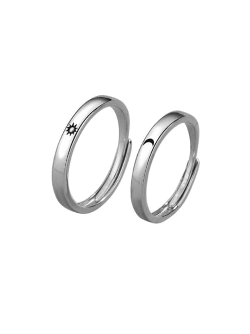 PNJ-Silver 925 Sterling Silver Moon Minimalist Couple Ring 3