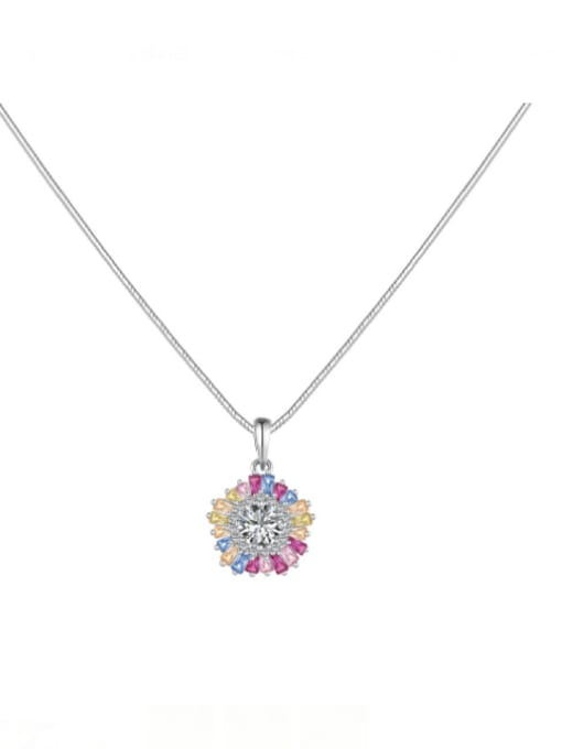 STL-Silver Jewelry 925 Sterling Silver Cubic Zirconia Flower Dainty Necklace 0