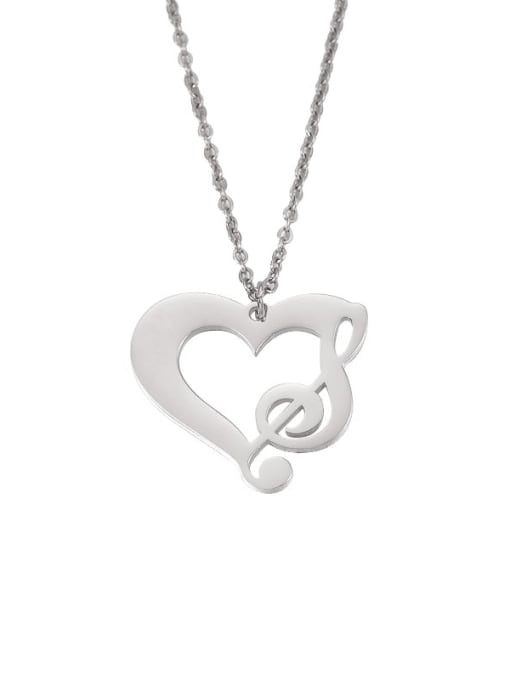 Steel color Stainless steel Heart Note Minimalist Necklace