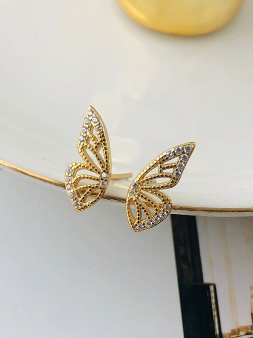 YUANFAN 925 Sterling Silver Butterfly Cute Stud Earring 0