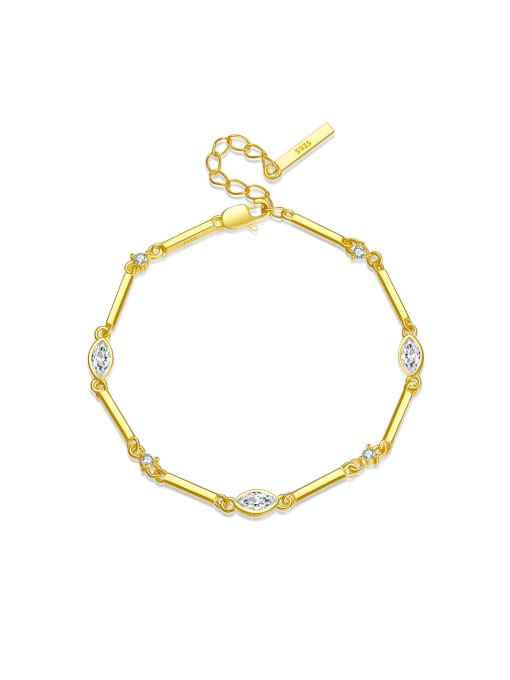 18K gold 925 Sterling Silver Cubic Zirconia Geometric Dainty Adjustable Bracelet