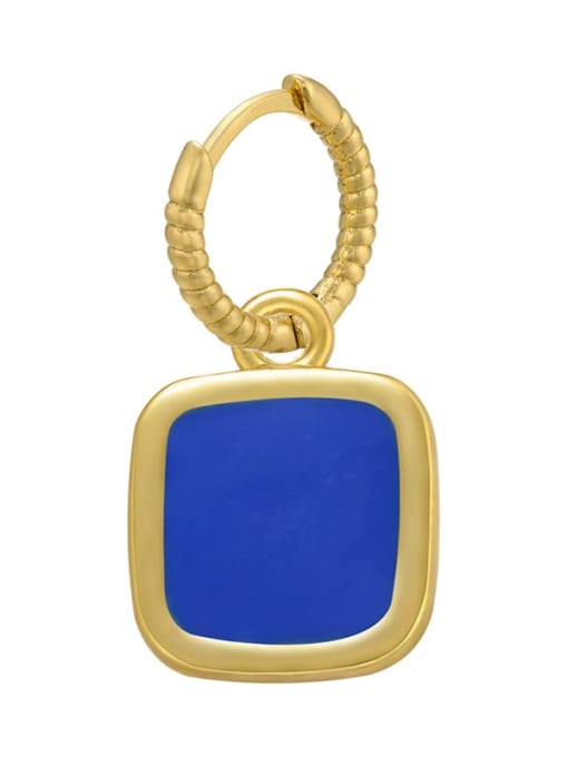 Blue Brass Enamel Geometric Drop Earring by Pair