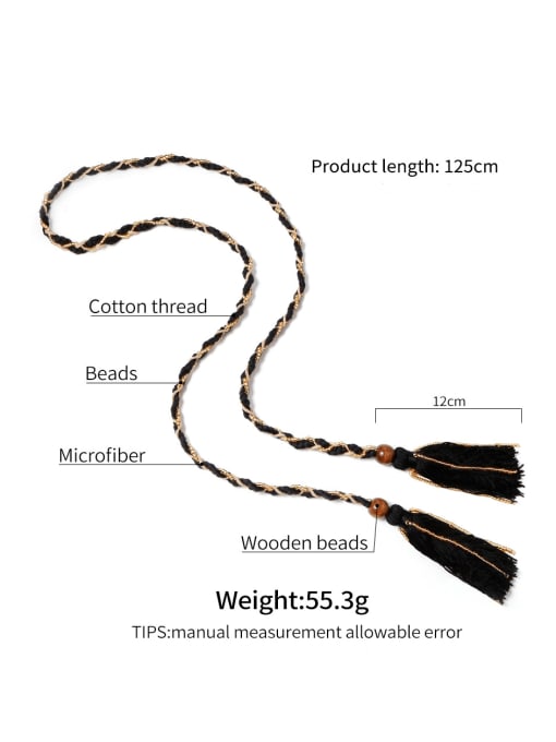 JMI Bead Cotton Rope Cotton Tassel Artisan Long Belt/ Headband /Strand Necklace 3