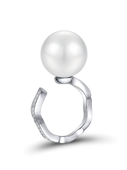 white 925 Sterling Silver Freshwater Pearl Dainty Ring