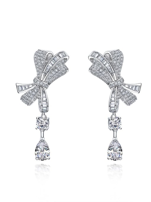 A&T Jewelry 925 Sterling Silver High Carbon Diamond Butterfly Luxury Cluster Earring 0