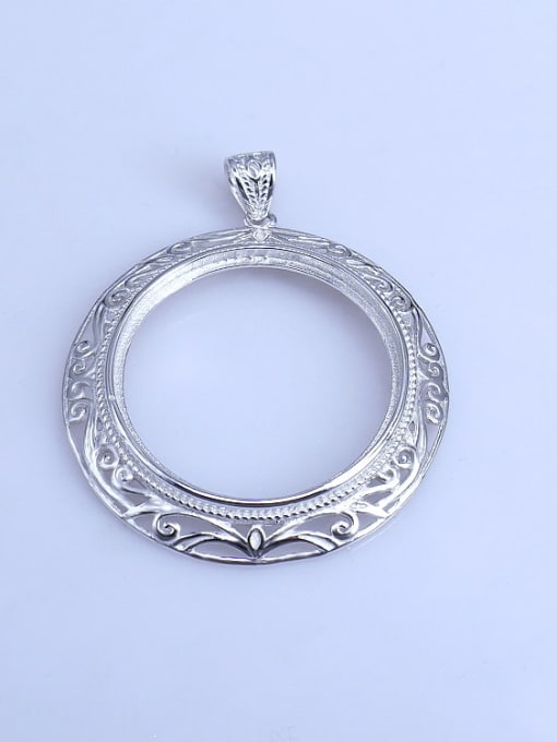 Supply 925 Sterling Silver Rhodium Plated Round Pendant Setting Stone size: 28*28mm 0