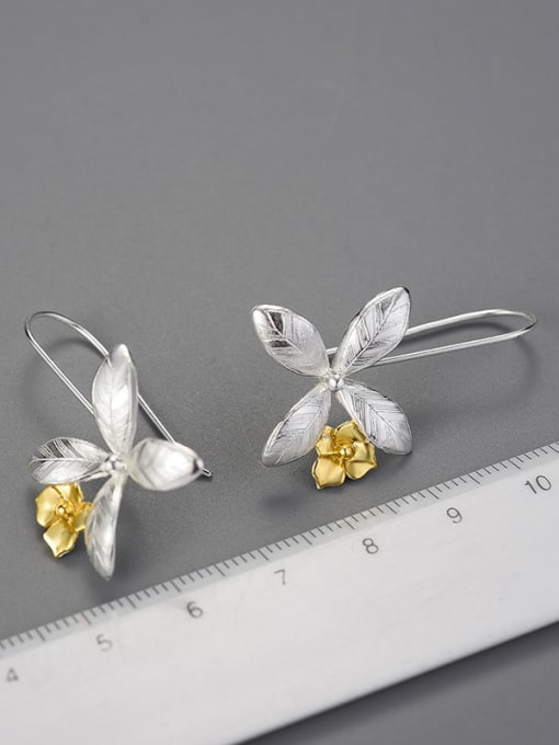 LOLUS 925 Sterling Silver natural flowers handmade Artisan Hook Earring 2