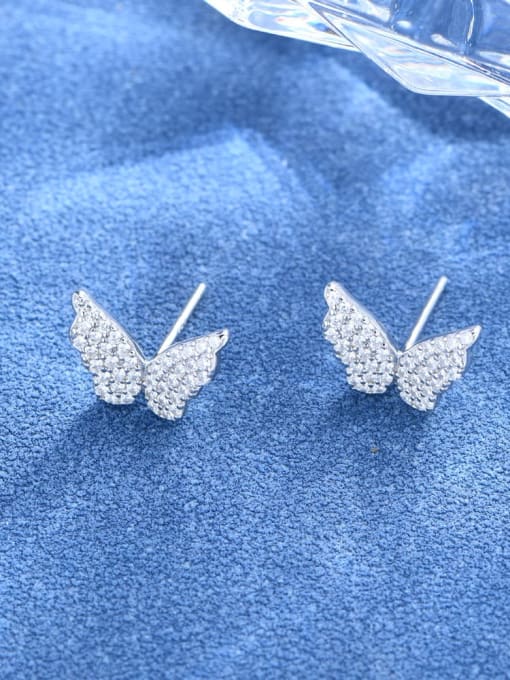 A&T Jewelry 925 Sterling Silver Cubic Zirconia Butterfly Luxury Stud Earring 2