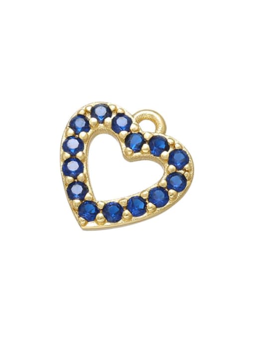 Gold Blue Diamond peach heart Brass Cubic Zirconia Micro Inlay Heart Star Pendant