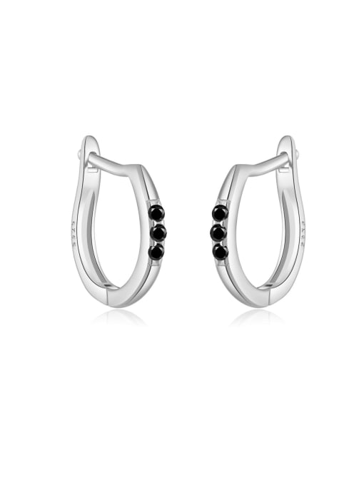 White gold black 925 Sterling Silver Cubic Zirconia Geometric Dainty Stud Earring