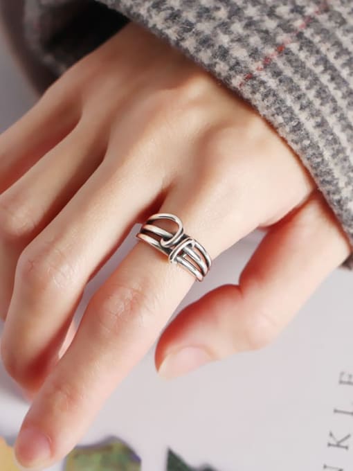 ACEE 925 Sterling Silver Geometric Minimalist Band Ring 1