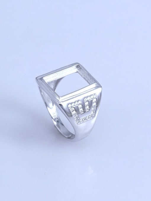 Supply 925 Sterling Silver 18K White Gold Plated Geometric Ring Setting Stone size: 9*13?11*13MM 2
