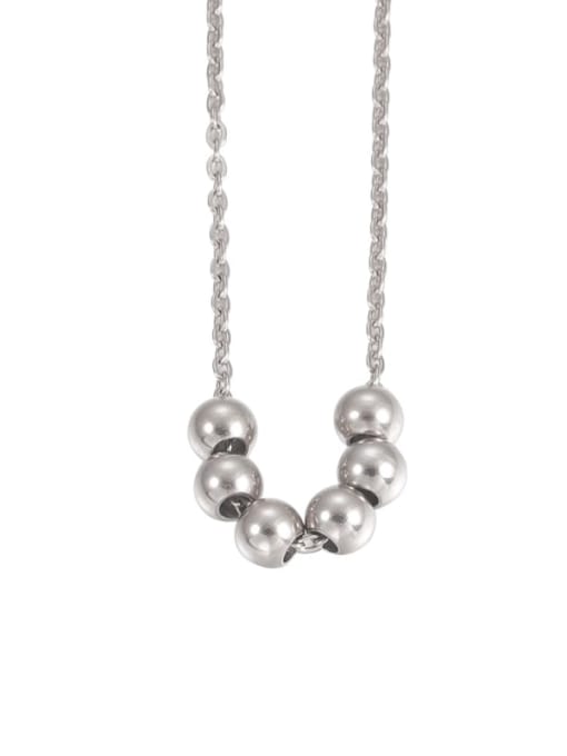 Steel color Stainless steel Geometric Round Bead Pendant Minimalist Necklace
