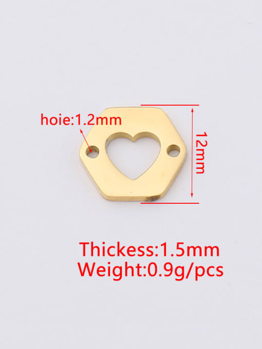 MEN PO Stainless steel hollow double-hole polygon love heart Connectors 2