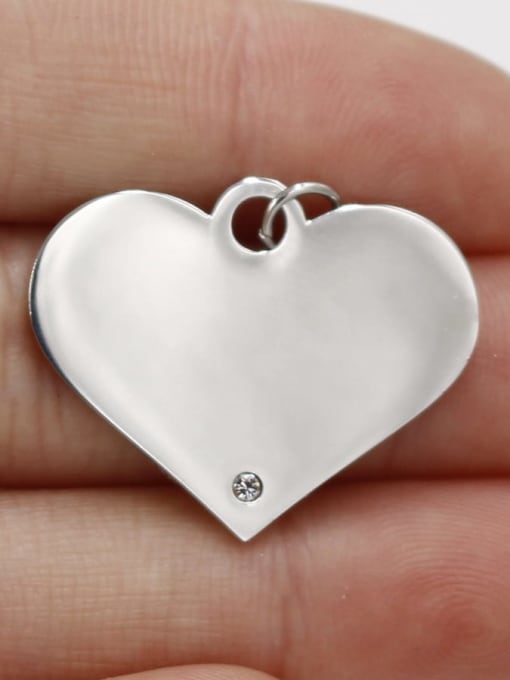 Steel color Stainless steel Heart Trend Pendant