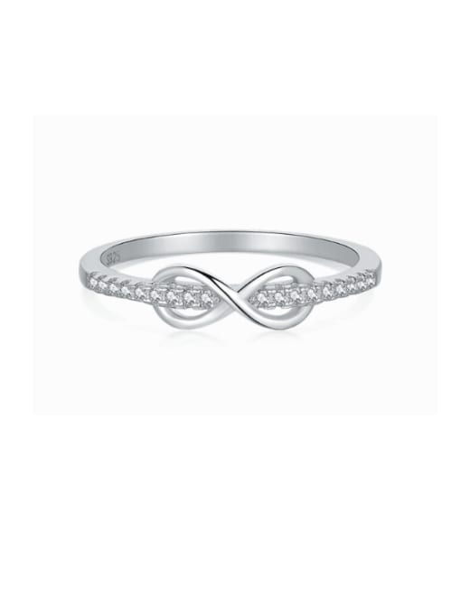 DY120656 925 Sterling Silver Cubic Zirconia Geometric Dainty Band Ring