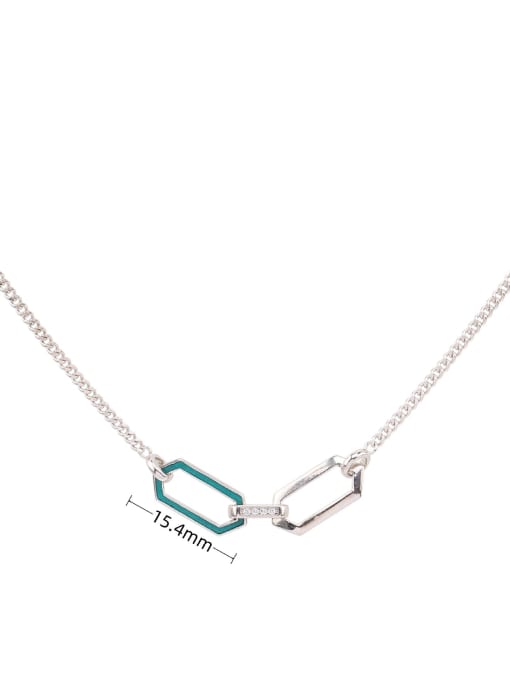 platinum 925 Sterling Silver Cubic Zirconia Geometric Minimalist Necklace